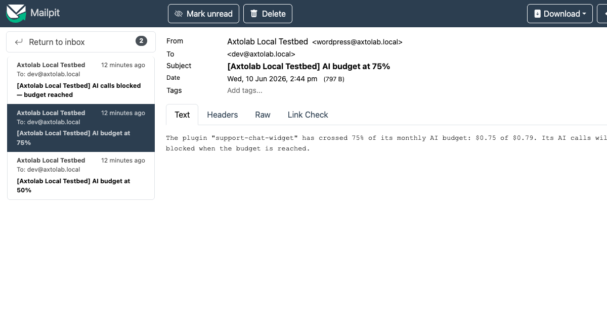 Threshold alert email
